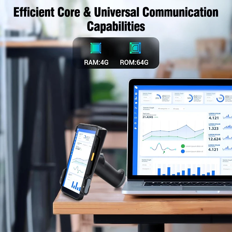 2025 Android Barcodescanner 5000 mAh Handheld Robuuste Android 14 PDA 4G Wi-Fi Data RFID Inventaris 1D/2D/QR Inventarisscanner