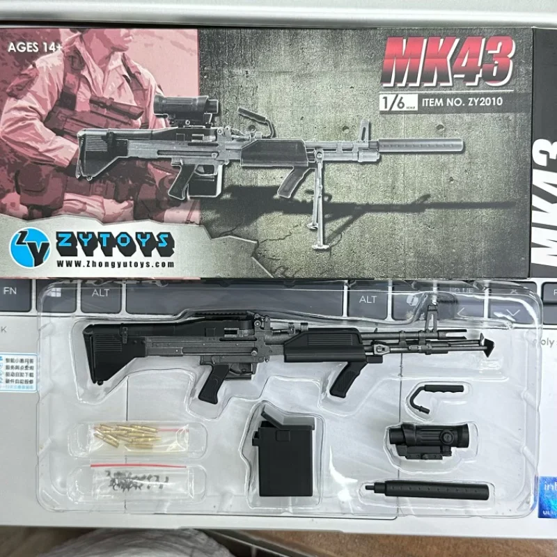 ZY2010A 1/6 Scale MK43 Machine Gun Plastic Model with 10pcs Metal Bullets for 12inch Action Figure Accessory Soldier Gift Toys