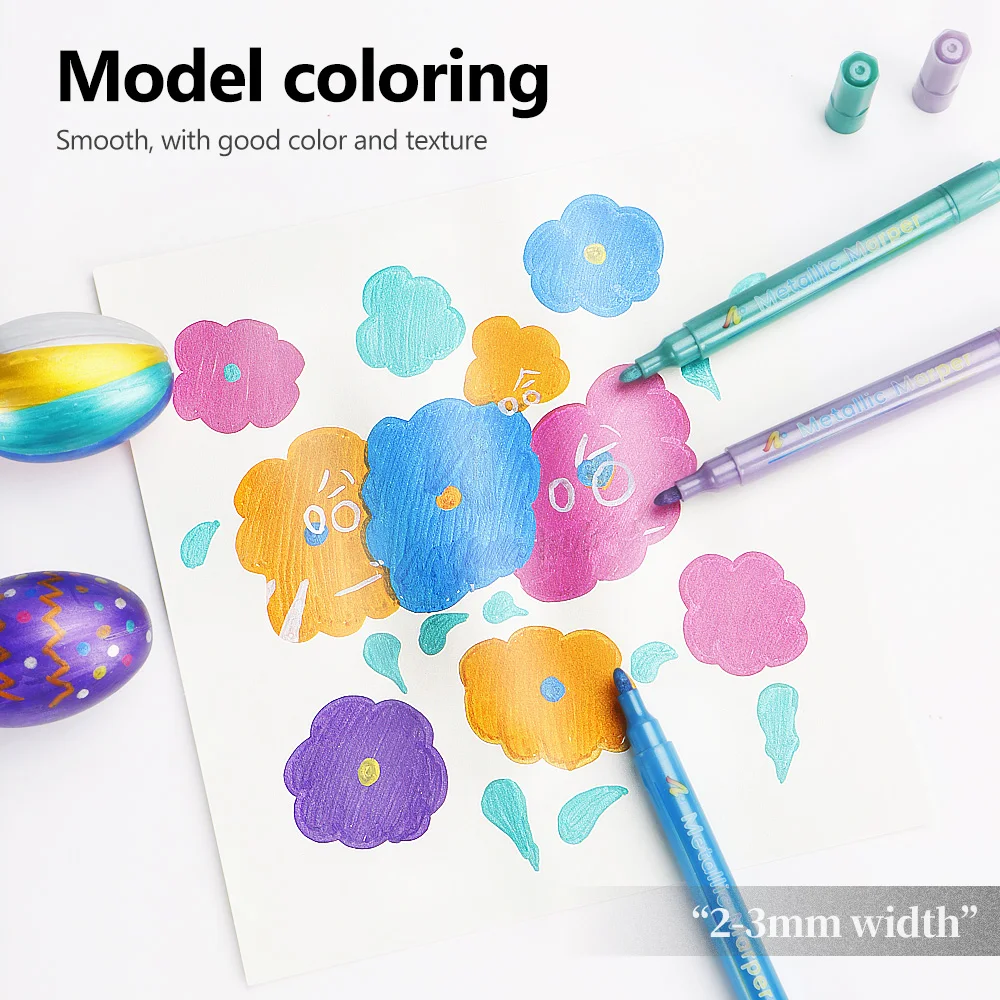 

8 Colors Art Marker Metallic Bright-Colored Soft tip 2-3mm For Painting Model Metal DIY Art Stationery Back To School Gift.