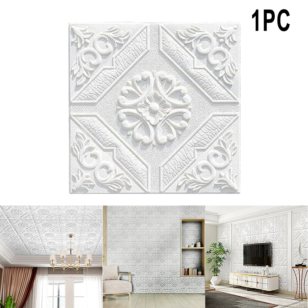 Autocollants muraux en brique de carrelage 3D, panneau en mousse auto-adhésif, décoration d'intérieur, salon, chambre à coucher, plafond, art mural TV, 35x35cm