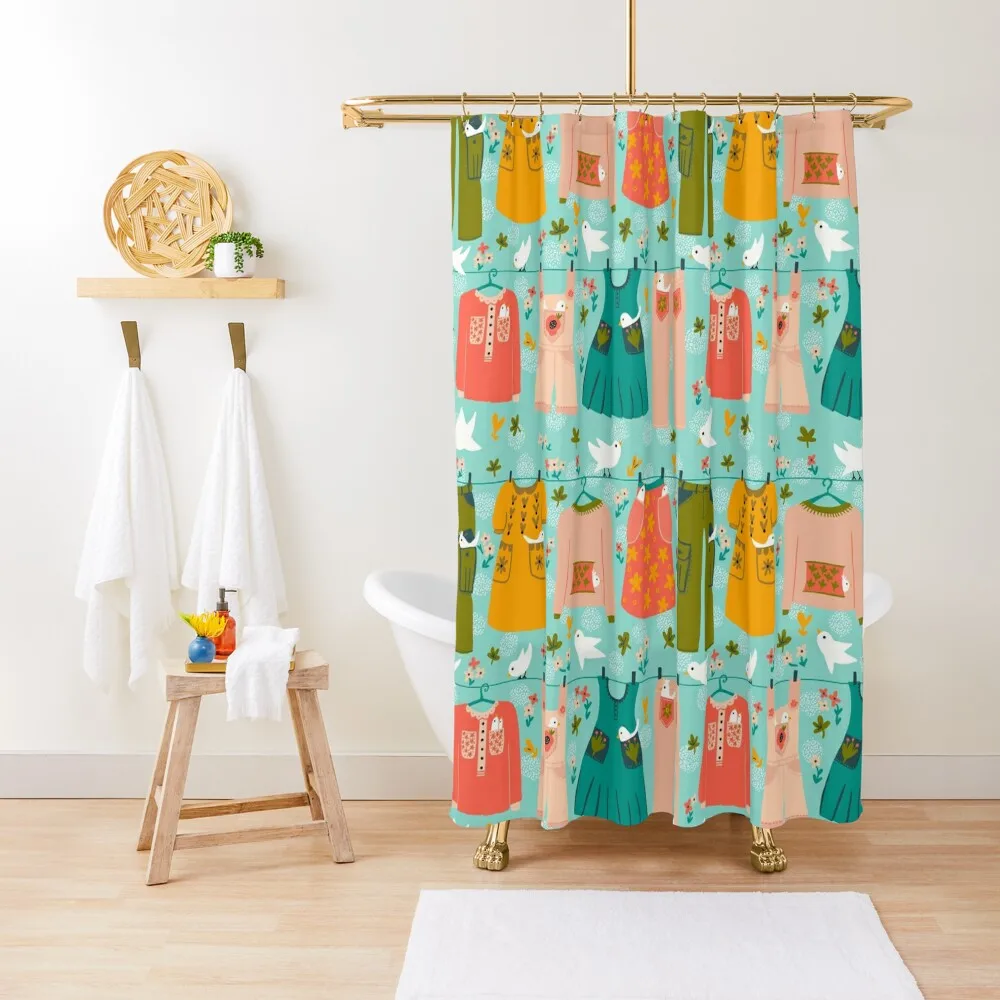 

Laundry Day Nesters Shower Curtain Bathroom Box Waterproof Shower And Anti-Mold Shower Set Luxury Bathroom Curtain