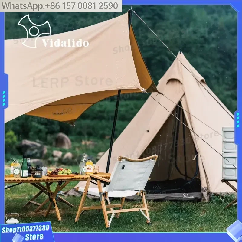 Vidalido Hot Tent 300 Inflammation Accounts for Camping Outside 2-4 People Pyramid Indian Cotton Tent Wood Stove Tent