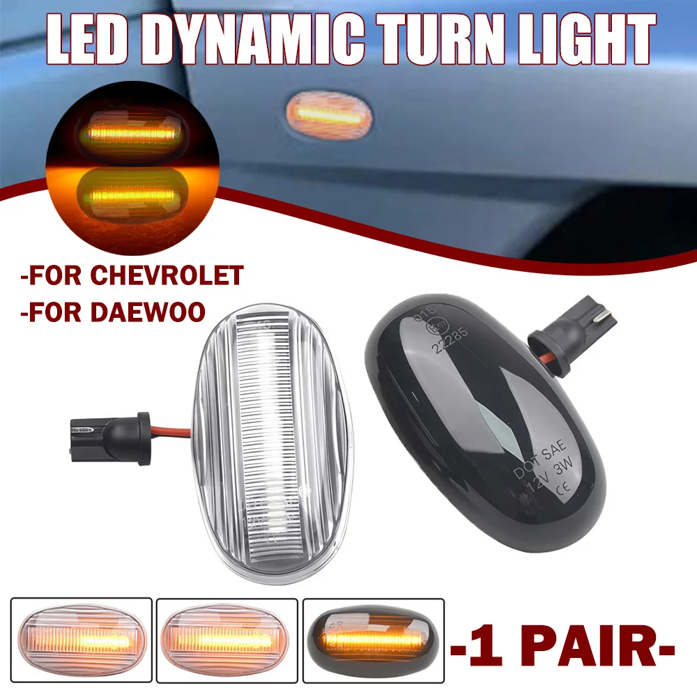Luz Intermitente Lateral LED con Efecto de Agua para Chevrolet Aveo T200 Spark I II Daewoo Chevrolet Matiz 96590420 95226897
