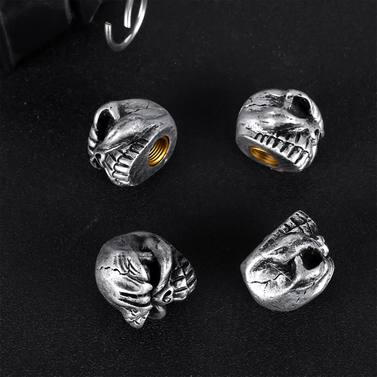 

Skull Head Tire Stem Caps Motorcycle Bike Accessories Ghost Head Resin Wheel Cap Mud Rain Proof Durable Premium Material Silver