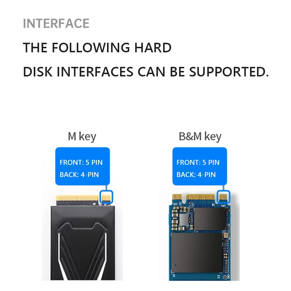 NGFF-disco duro externo M.2 SATA SSD a USB 3,1 tipo C a M.2 NGFF, caja de aluminio NVME PCIE HDD, UASP B + M Key