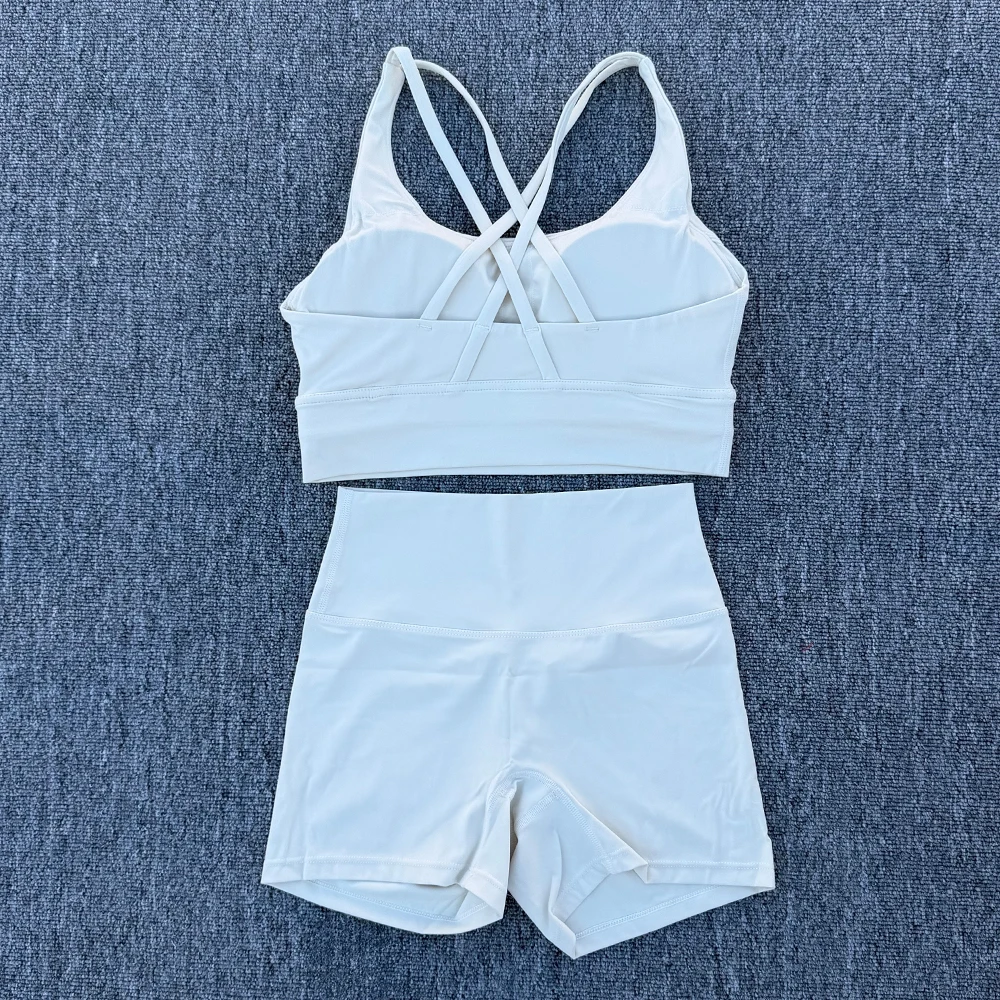 2 Piece Yoga Clothes Women\'s Tracksuit Athletic Wear Fitness Suit Gym Workout Push Up Clothes Sports Bra Yoga shorts Suit