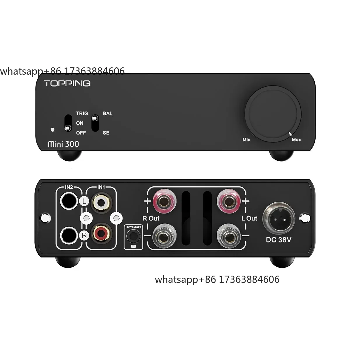 Mini 300 Compact Desktop Power Amplifier 140W X 2 Channels TRS RCA Input Fully Balanced Design for Hi-Fi Audio