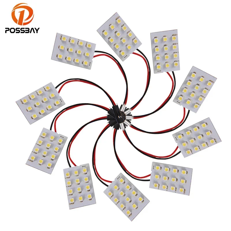 10Pcs Universal Car Dome Panel LED Lights Accessories Automobile Interior Reading Bulbs Lamps T10 BA9S 12SMD Festoon Lamp Parts