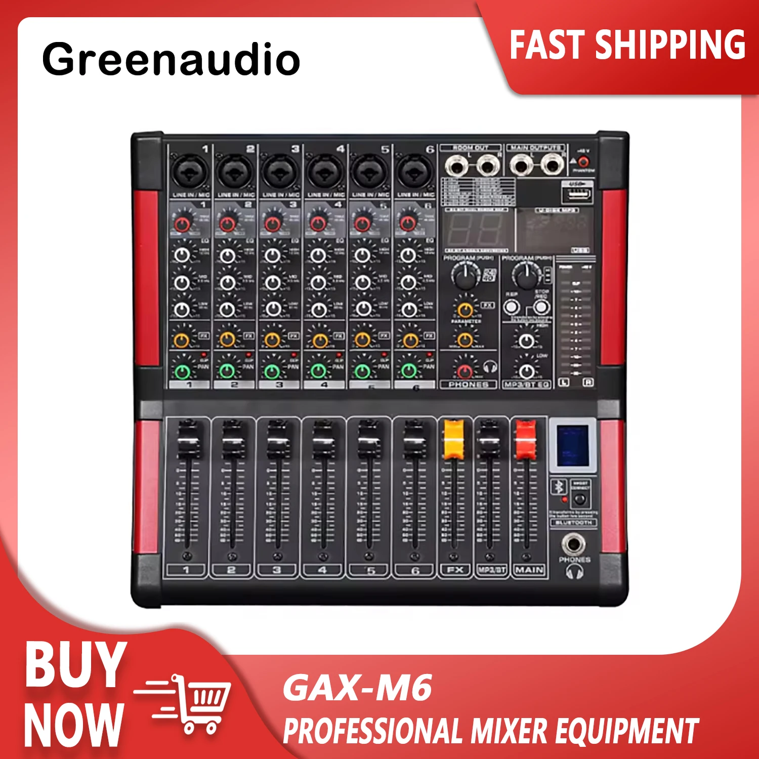 

GAX-M6 Professional 6 Channel Mixing Console High quality Audio Power Amplifier Mixer