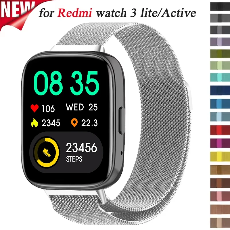 22mm Milanese Loop Strap for Redmi Watch 3 Lite Metal Steel Strap for Redmi Watch 5 3 Active for Galaxy Watch 7 6 5 4 40mm 44mm