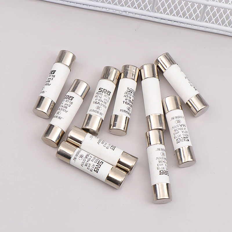 10Pcs 500V 10*37MM 2A-25A DC PV Solar Ceramic Fuse Metal Alloys For Solar Power System Protection Ceramic Fuse Tube