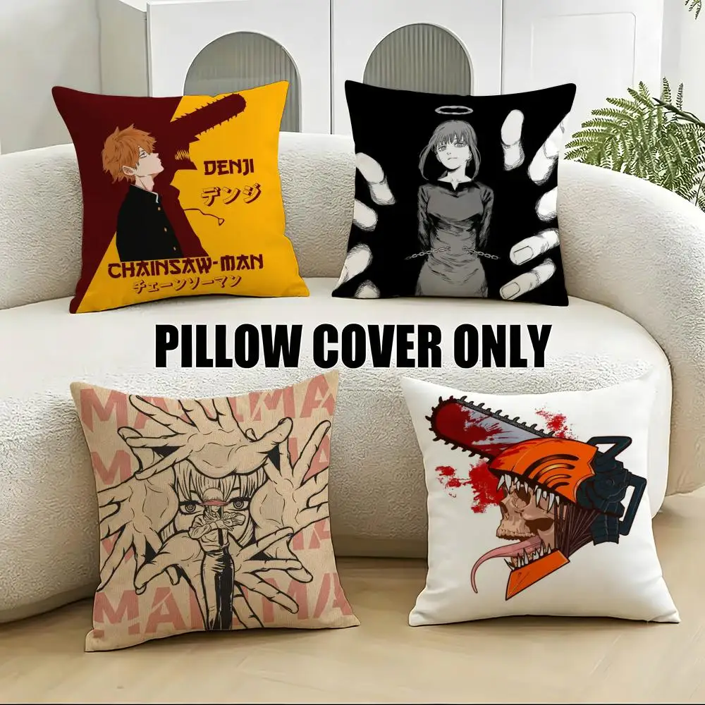 Anime-Chainsaw ManS Cushion Cover 4Pcs Soft Plush Throw Pillow Covers 40x40 45x45 for Sofa Bedroom