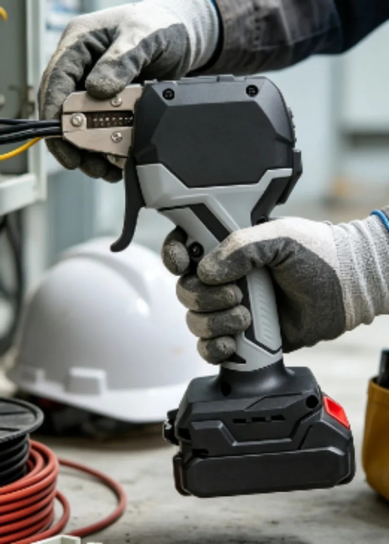 16KN Cordless Electric Hydraulic Crimper, Hand‑held Wire Terminal Crimping Tool with LED Light