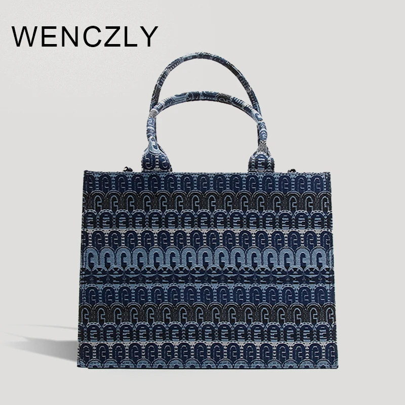 

WENCZLY Tote Bag For Women Luxury Designer Handbags And Purse Canvas Letter Embroidery Decoration 2023 New In Crossbody Bags