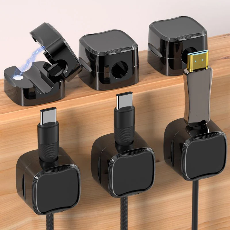 6Pcs Magnetic Cable Clip Cable Smooth Adjustable Cord Holder Under Desk Cable Management Organizer Desk Cable Storage Clips