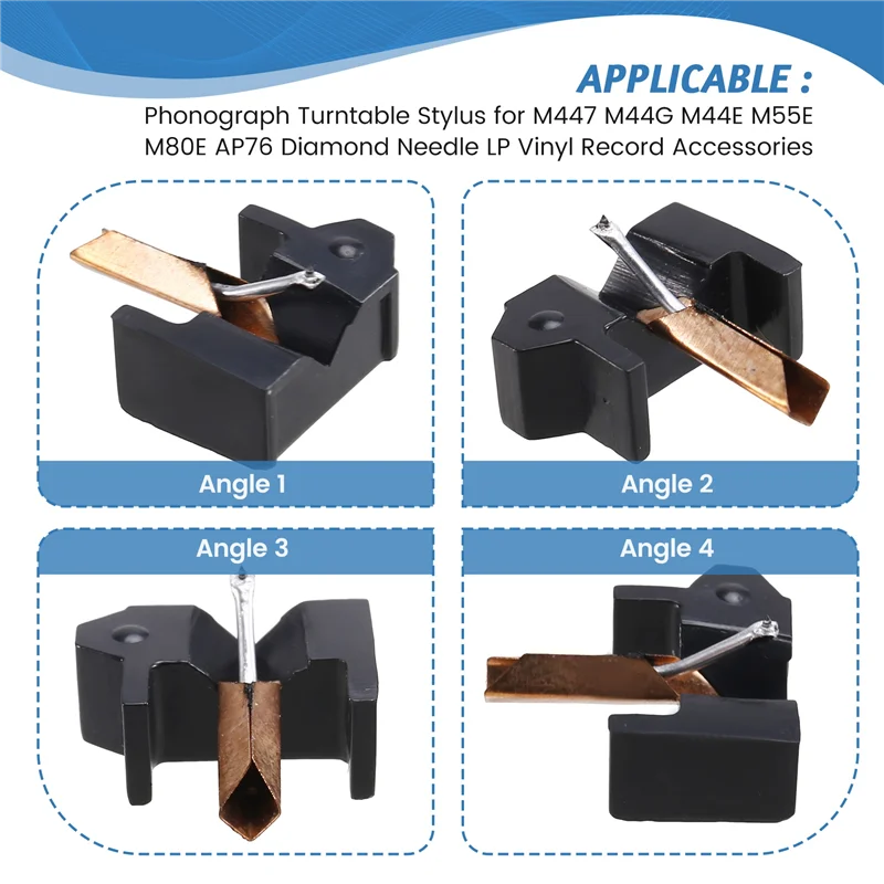 Отличный стилус для проигрывателя фонографа для Shure M447 M44G M44E M55E M80E AP76, алмазная игла, аксессуары для виниловых пластинок LP