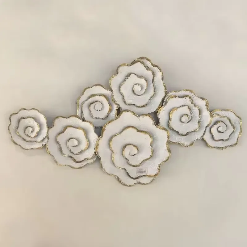 for Modern Gold Ring White Flower Shape Wall Art Home Decoration Living Room Manufacturer Custom