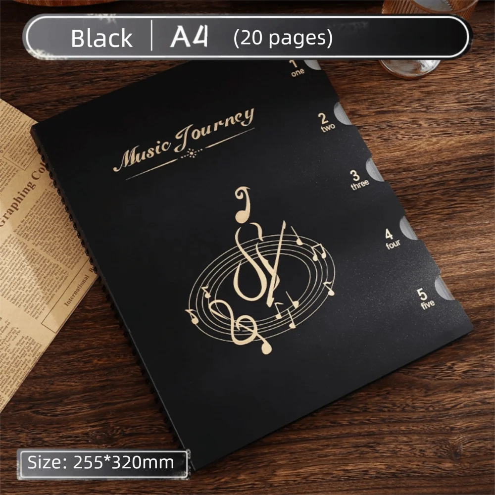 Premium 20/30 Sleeves Spiral Music Folder Correctable Non-reflective Sheet Music Binder Waterproof Sturdy Sheet Music Holder