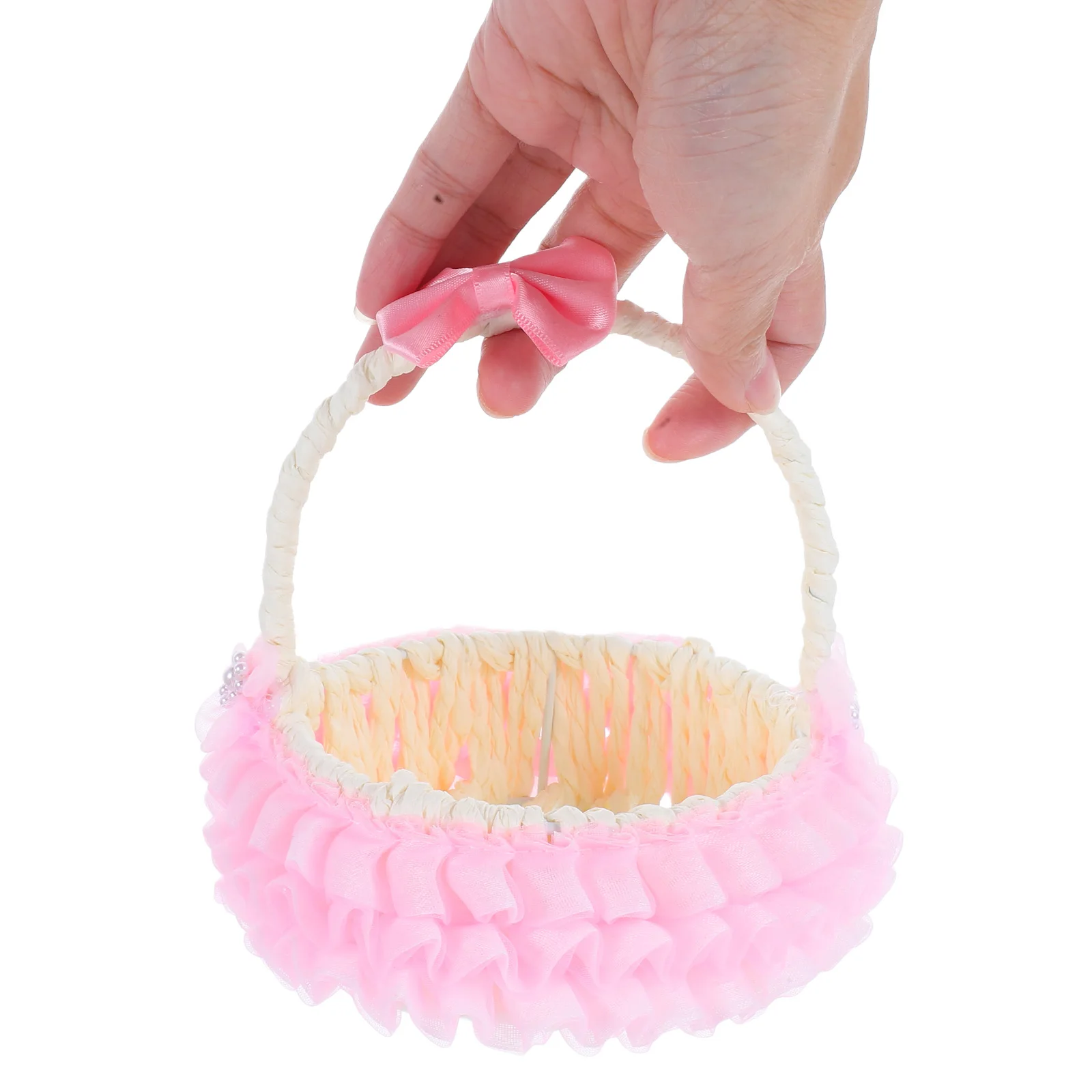 

Elegant Wedding Flower Baskets Handwoven Iron Bridal Ceremony Decor with Handles Diy Petal Storage Basket for Girl Woven Floral