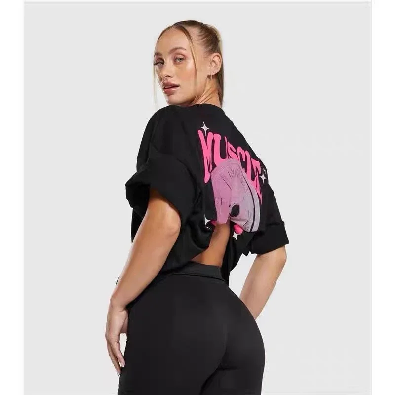 

2025 trendy cotton sports short sleeved men's and women's casual T-shirt