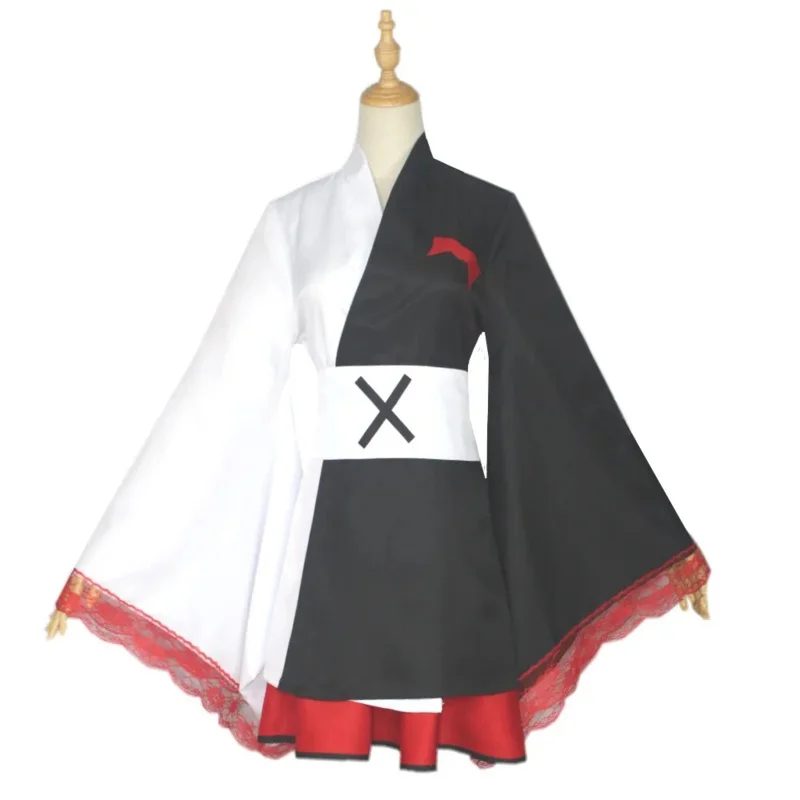 Game Danganronpa black white bear personification cosplay costume Dangan Ronpa daily cosplay clothes red skirt kimono uniform