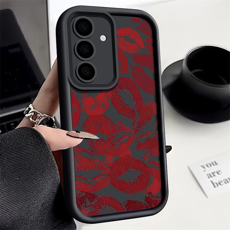 Red Lips Pattern Soft Case For Samsung Galaxy A17 A56 A15 A55 A16 A54 A53 S25 S24 FE S24 S23 S22 Ultra Plus S25 Edge Phone Cover - náhled 3