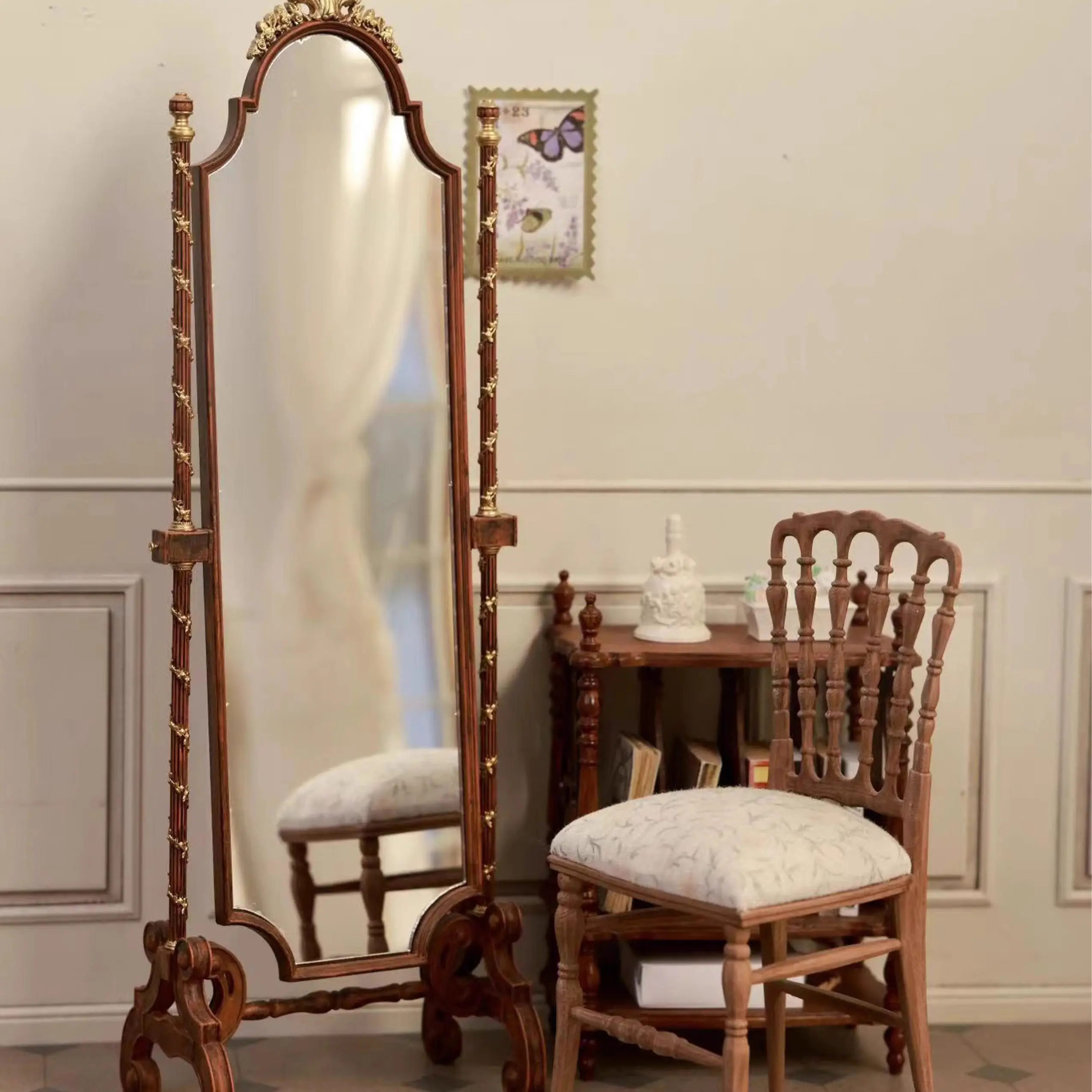 Full-length mirror Floor mirror  mirror August series Mini miniature furniture for ba