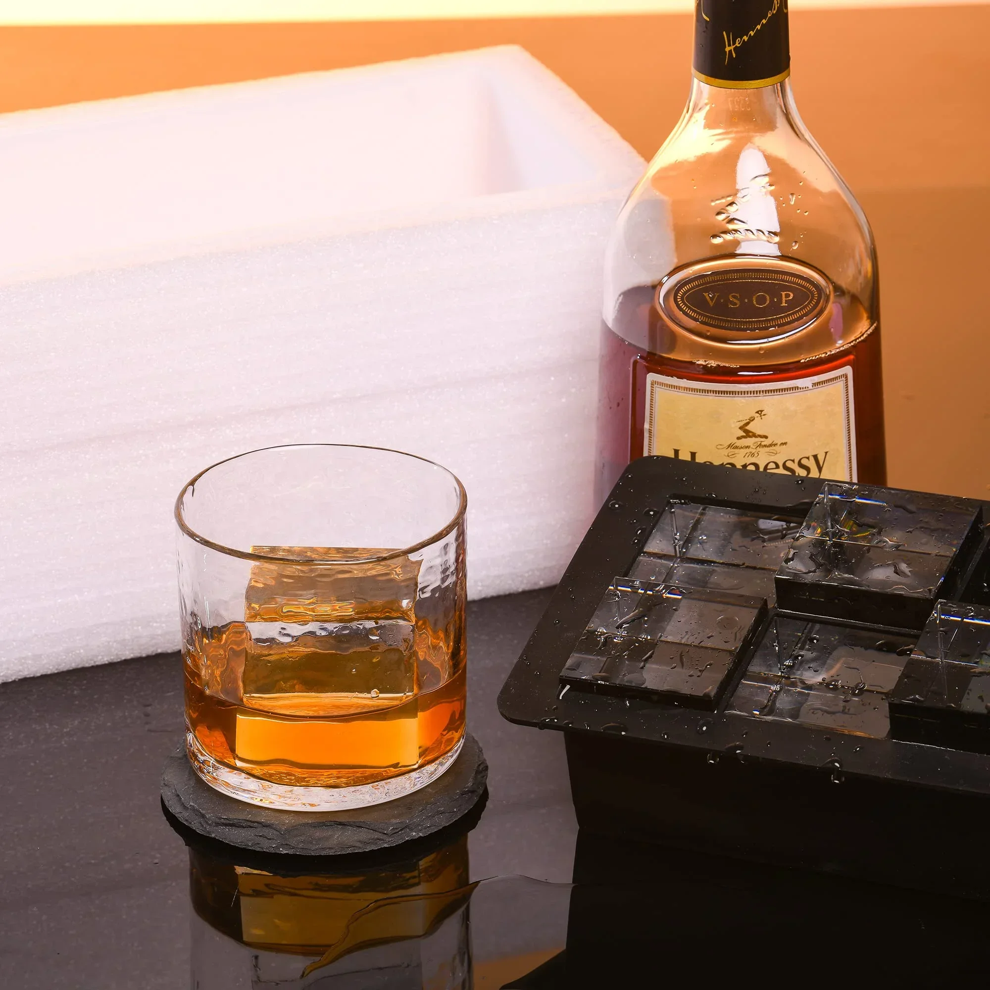 10-Cavity Silicone Ice Cube Mold Easy Release Modern Whiskey Wine Cream Square Block Container Clear Ice Maker Bucket Box