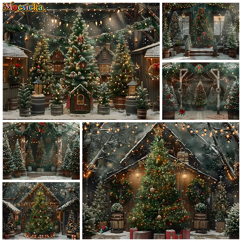 

Mocsicka Christmas Tree Big Backdrop For Photography Room Family Portrait Background Decor Wallpaper Studio Photobooth Backdrops