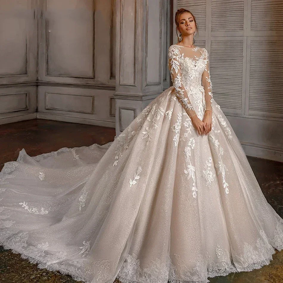 Gorgeous A-Shaped Wedding Dress Hot Elegant 2025 Customized Vestidos De Novia Long Sleeve Lace Applique Bridal Gowns Robe Mariée