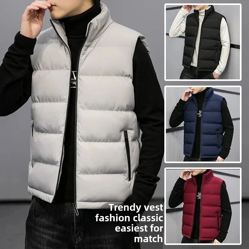 Chaqueta sin mangas cálida informal de talla grande para otoño/invierno para hombre, chaleco estilo transmisión en vivo a bajo precio de China continental