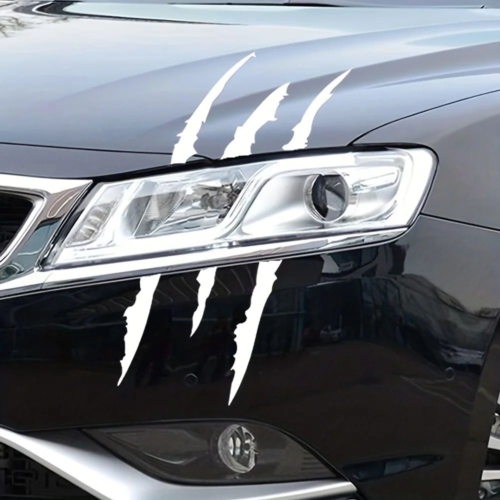 2 Pieces of Car Stickers, Wolf Monster Claw Scratch Stripe Logo Headlight Decals, Car Stickers Car Decoration