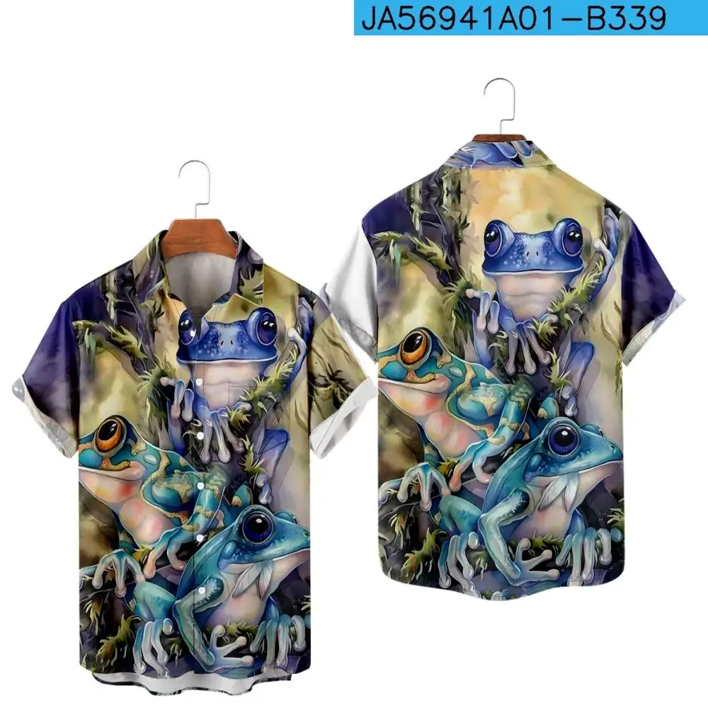 

2025 Casual Shirts For Men Cool UFO Painting Orange Short Sleeve Hawaiian Summer Tops Breathable Chemise Hawaiienne Homme
