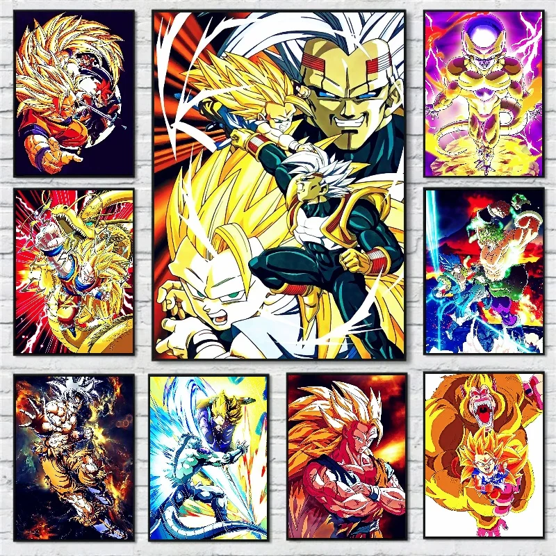 

Colorful Creativity Bandai Canvas Painting Anime Dragon Ball Super Saiya Son Goku Wall Art Prints Picture for Home Decor New