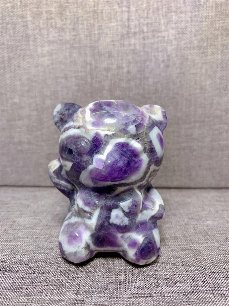 

Natural Dream Amethyst Bear Free Form Tumble Slab Crystal Mineral Madagascar Healing Palm Workmanship Ornament Carving Chip