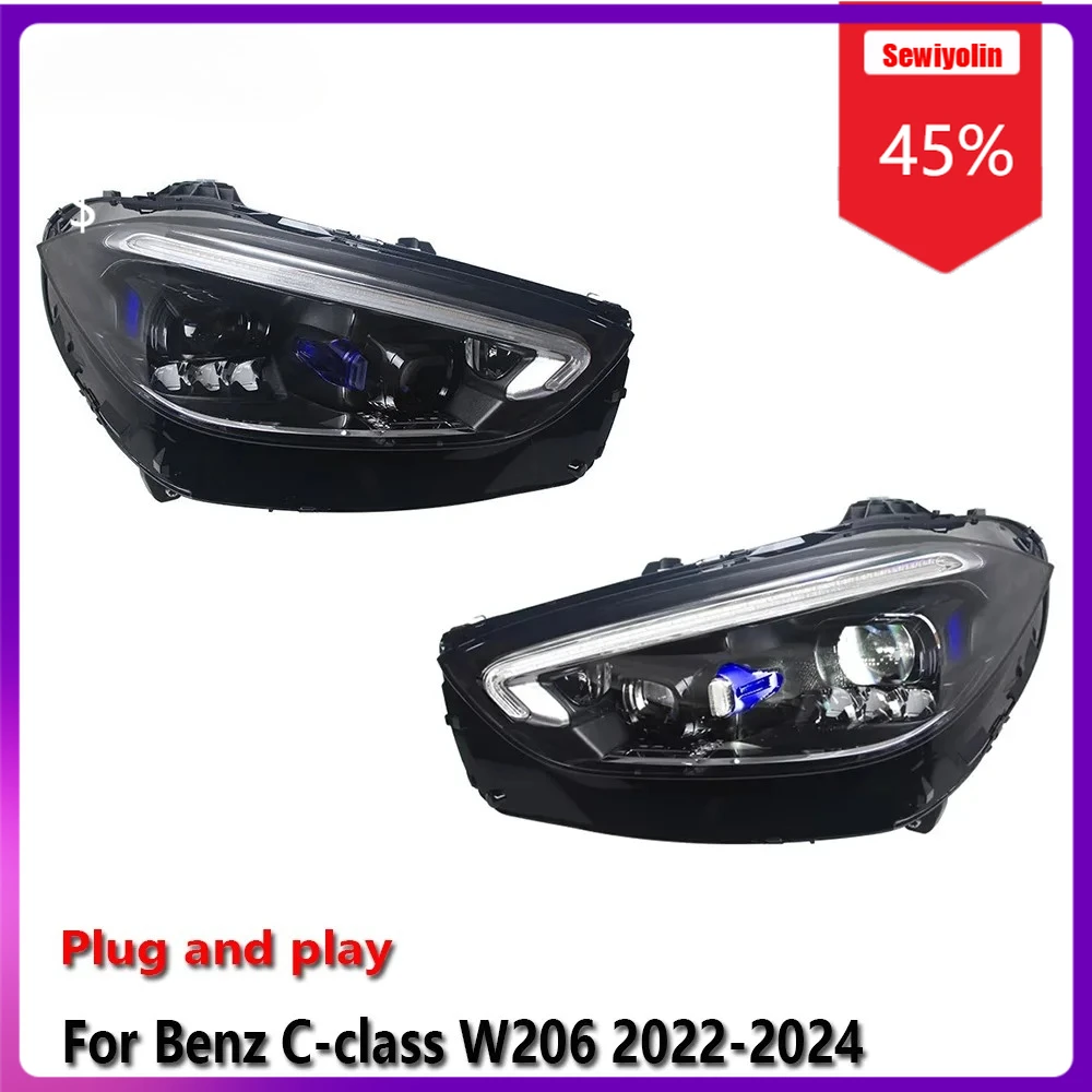 

Sewiyolin Car LED Lamp Headlight Assemblies For Benz C-Class W206 2022-2024 Fog DRL Brake Turn Signal Lamp Plug and Play