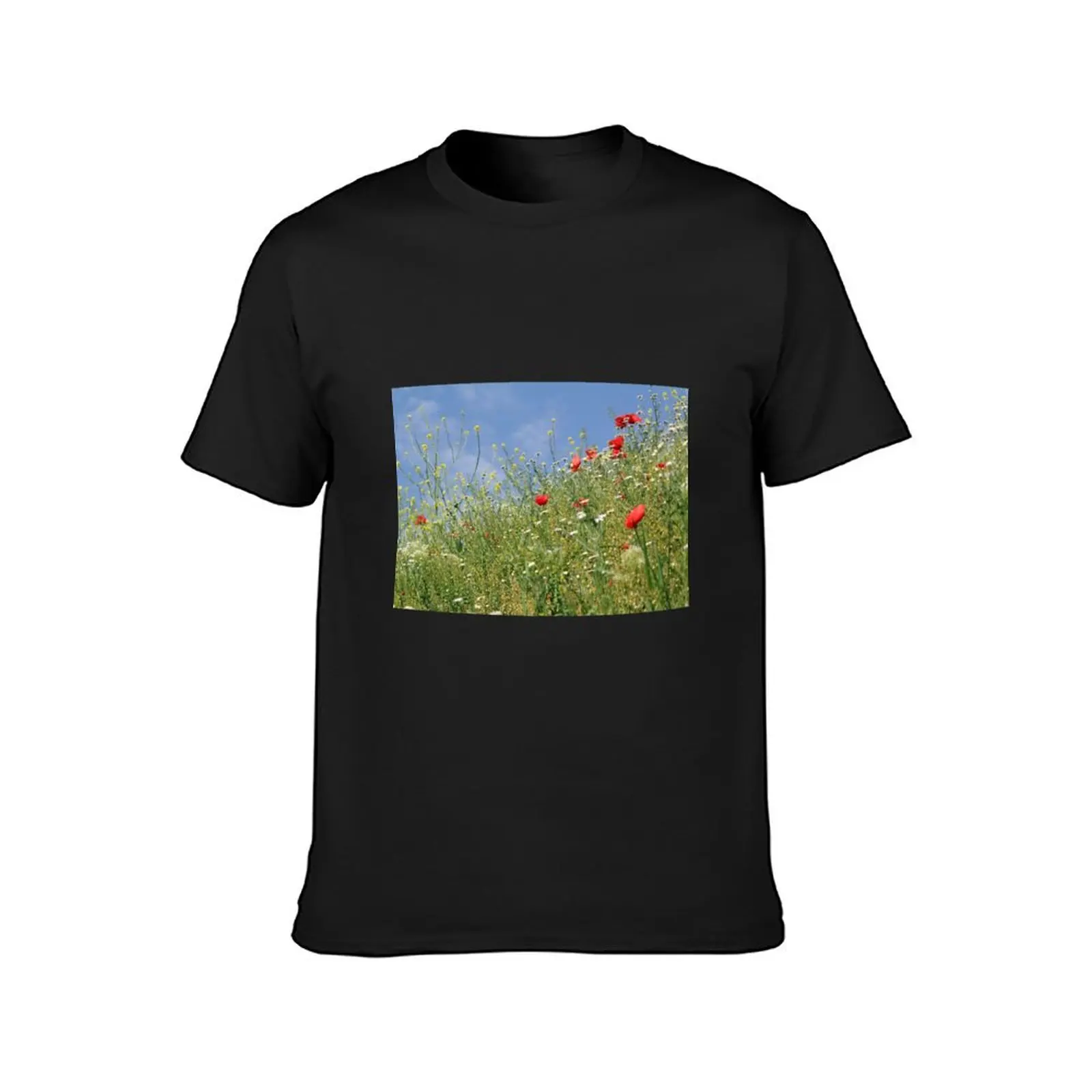 spring season meadow with wild flowers T-shirt blacks oversizeds blanks cute tops designer t shirt men