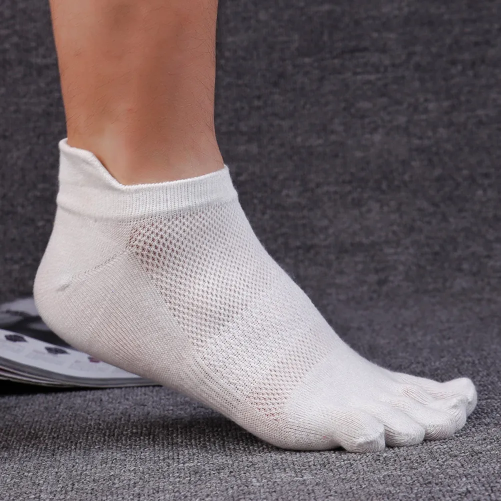 Men Running Low Cut Cotton Toe Socks 5 Finger Breathable Moisture Wicking Lightweight No Show Five Finger Socks for Men