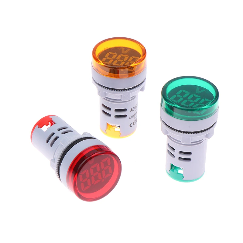22mm AC 25-500V Round Mini Digital Voltmeter Ammeter LED Indicator Lamp Amp Volt Voltage Tester Meter Device image 4
