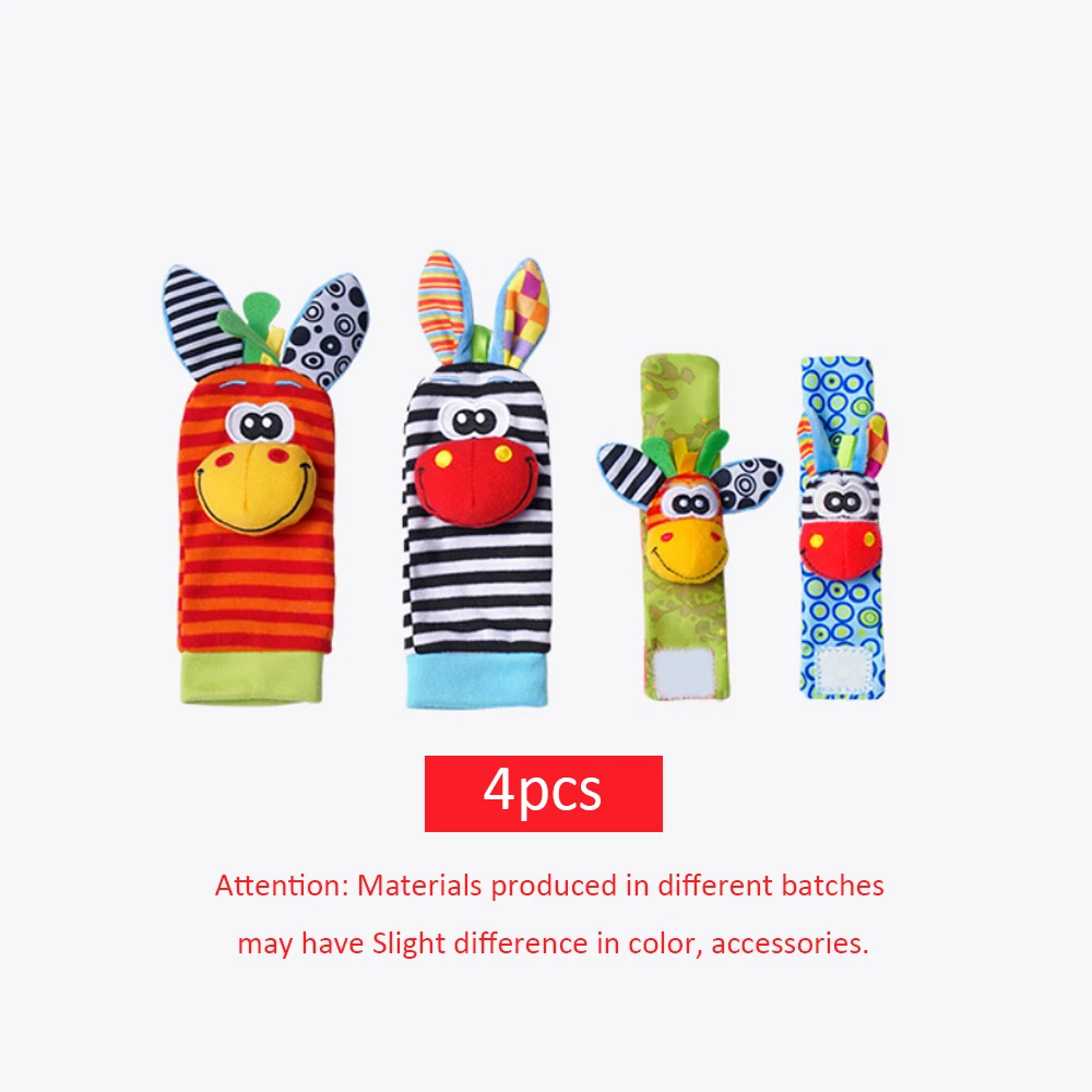 4 teile/satz Baby, Kleinkind Handgelenk Rassel Socken Spielzeug 0-12 Monate Mädchen Junge Frühe Pädagogische Entwicklung Nette Kleinkinder sensorische Geschenke – Detail 6