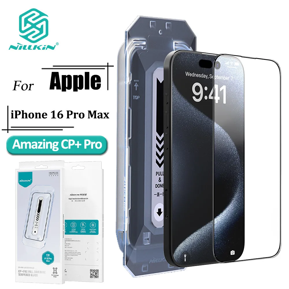 NILLKIN CP + Pro закаленное стекло для iPhone 16 Pro Max Легкая установка Антибликовая Защита экрана