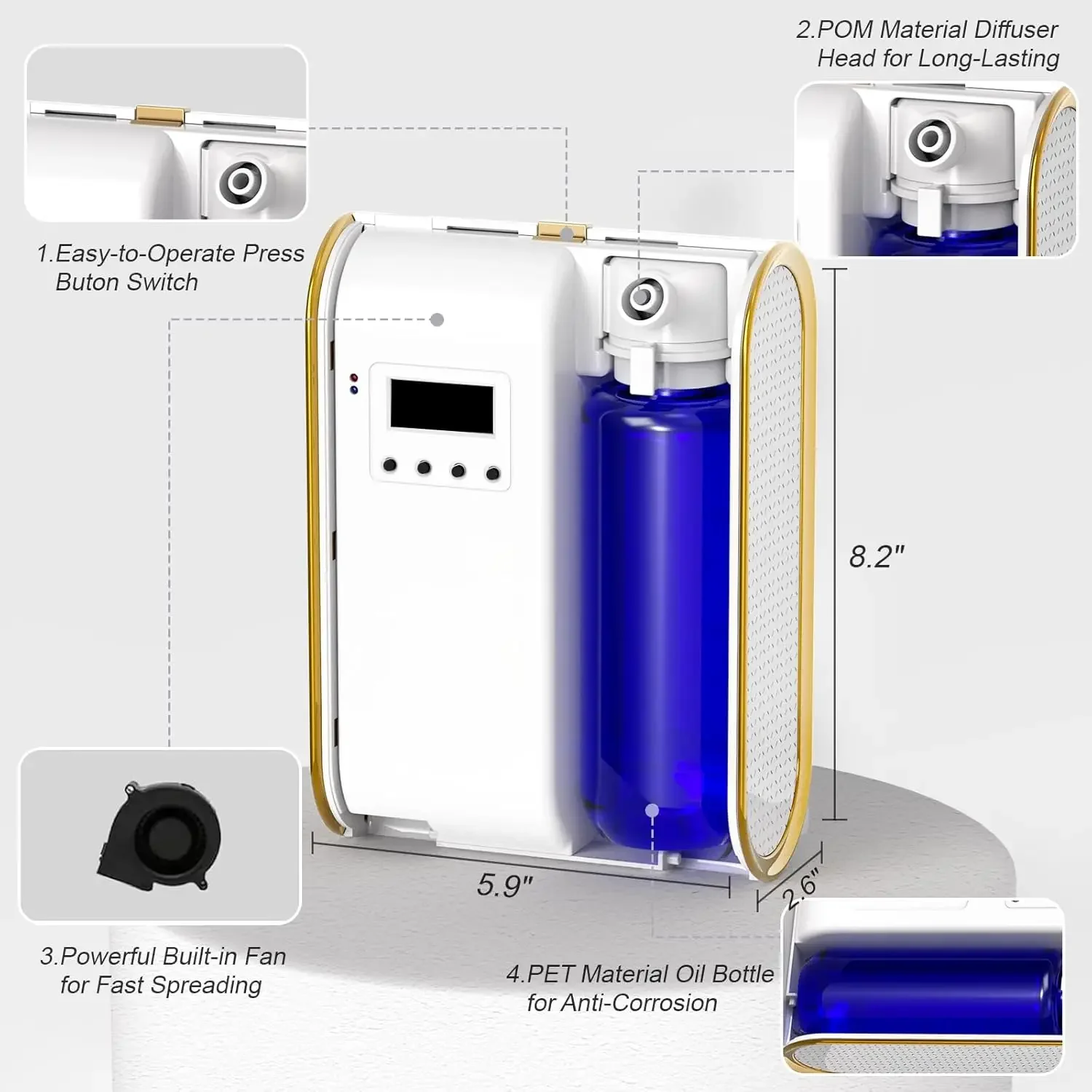 Smart Scent Air Machine Waterless Essential Oil Diffuser 1500 Sq Ft Coverage Bluetooth Hotel Collection Diffuser for Home Office