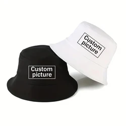 Chapeau de pêche avec texte à motif d'image personnalisé, casquette de poisson imprimée bricolage, matériau en coton, confortable, durable, tendance créative, mode