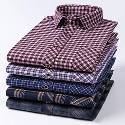 New Cotton Flannel Shirts For Men's Long Sleeve Soft Regular-fit Brushed Single Pocket Comfortable Casual Fashion Plaid Shirts