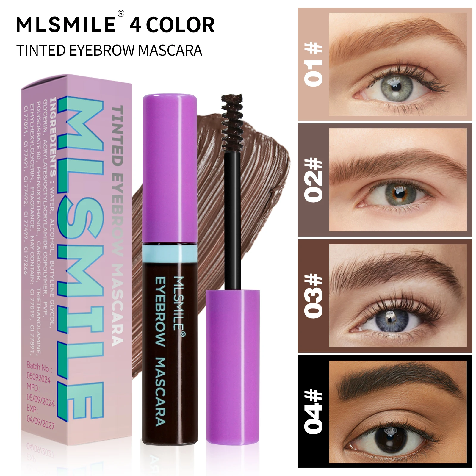 Liquid Dyeing Eyebrow Cream Long-lasting Waterproof Natural Dark Brown Eye Brow Tint Eyebrow Enhancer 4 Colors Mascara Cosmetic