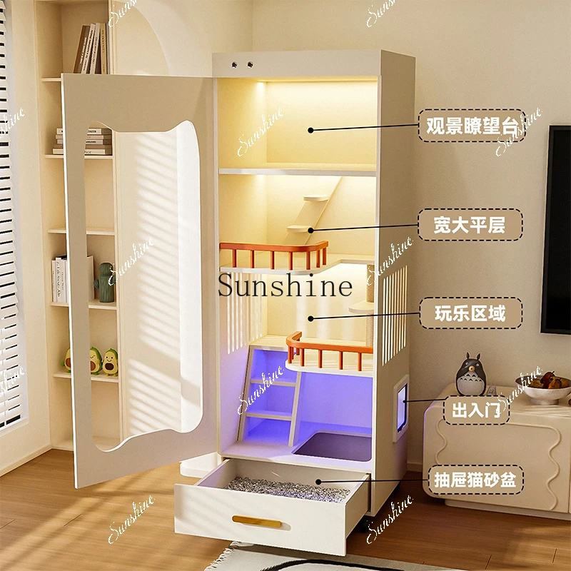 Het neemt geen klein huishouden, binnen multi-kat met toilet geïntegreerd frisse lucht massief hout FT niet in