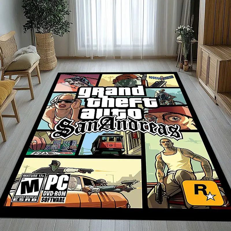 Game G-GTA San Andreas Soft Non-Slip Large Area Rug for Living Room,Bedroom Playroom Carpet Mat for Sofa,Home Decor Gift