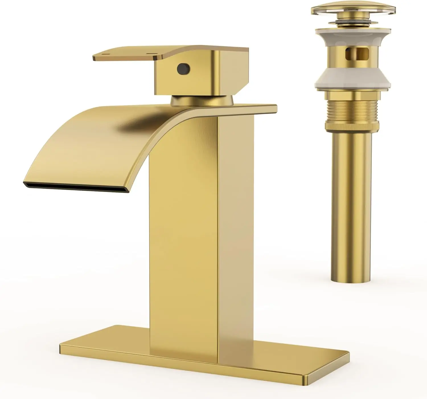 

Waterfall Bathroom Faucet,Single Handle Bathroom Sink Faucets for 1 or 3 Hole, Stainless Steel Washbasin Mixer Tap with De