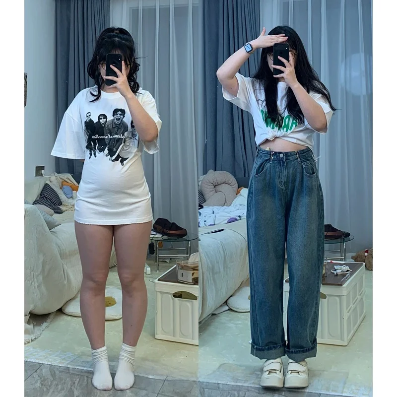 Jeans da donna Dra a vita alta foderati in Fce lunghi fino al pavimento Pantaloni autunno inverno a gamba larga con taglio dritto Effetto dimagrante