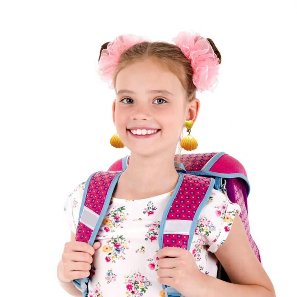 Children's Ear Clips Pretty Seashell Ear Decorations For Girls Stand Out With Shiny Princess Design Kids' Seashell Ear Clip